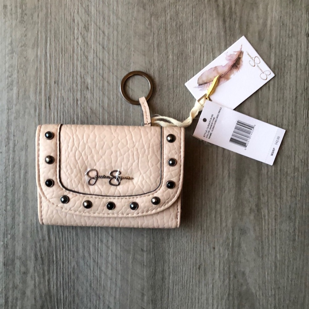 Jessica Simpson Glenda Faux Leather Double Sided Trifold Wallet Sandstone NWT